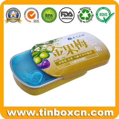 Sliding Metal Box Slide Mint Tin with Inserts for Pill Medicine Candy