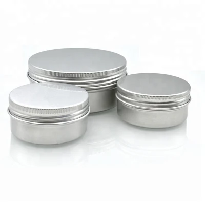 Wholesale 2 Oz 60g Silver Metal Cans Lip Balm Tins Cosmetic Skin Care Aluminum Jar