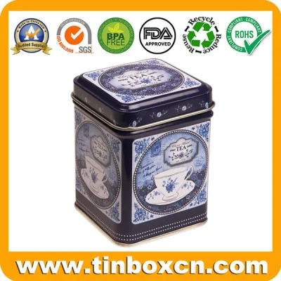 Square Metal Tin Box Tea Packaging for Food Tea Caddy
