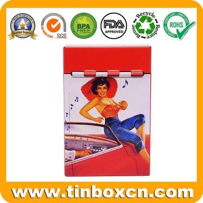 Unique Novel Vintage Hinged Tin Case Cigarette Shape Metal Tin Box for Cigaret Gifts Toys Candy Mint