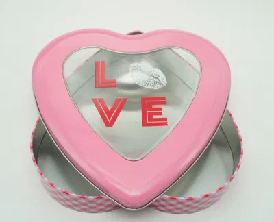 Heart-Shaped with PVC Window Gift Chocolate Candy Valentine&prime; S Day Tin Box