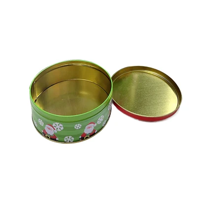 New Round Chocolate Tinplate Products Christmas Tin Box Metal Packaging