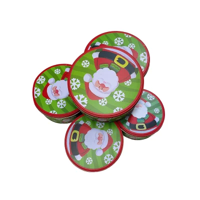 New Round Chocolate Tinplate Products Christmas Tin Box Metal Packaging