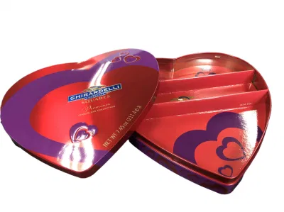 High Quality Heart Shape Metal Tin Chocolate Cookie Tin Candy Christmas Tin Can Gift Packaging Tin Box