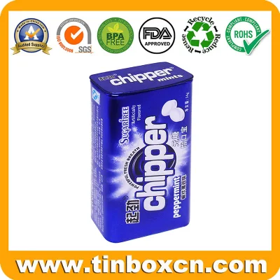 Empty Custom Candy Gift Packaging Rectangular Hinged Gum Mint Tin Box
