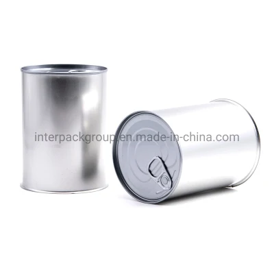 8116# Wholesale Printing Design Food Grade Internal White Lacquer Round Black Tins Metal Container with Eoe