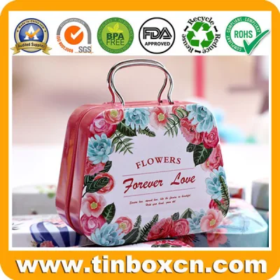 Handbag Shape Mini Small Handle Tin Case Metal Storage Box