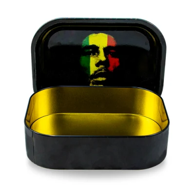 New 18*14cm Rolling Tray Storage Container Custom Logo Tin Metal Stash Box