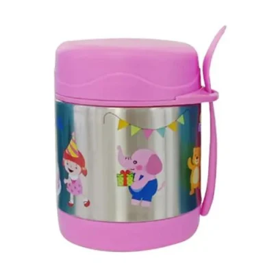 Lunch Box Thermal BPA Free 300ml Round Food Container Double Metal 304 with PP Lid Lekaproof Kids Soup Cup