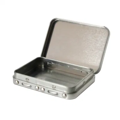 Custom Printed Rectangular Child Resistant Cr Tin Can with Plastic Button Hot Sale Food Grade Child Proof Tin Box with Insert