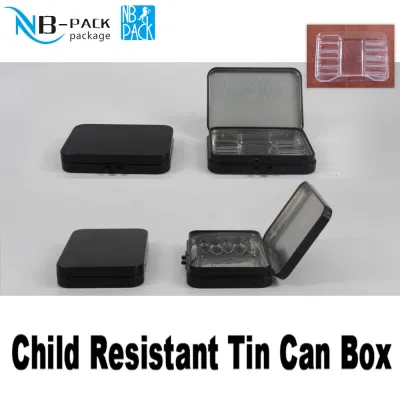 Tin Box Metal Tin Box Popular Hinged Lid Mint Metal Tin Packing Child Proof Child Resistant Box