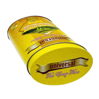Factory Wholesale Tinplate Packaging Oval Shape Metal Box Container Black Tea Tin Can for Tea