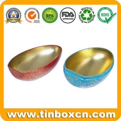 Decorative Easter Egg-Shaped Metal Gift Box Christmas Egg Tin for Chocolate Candy