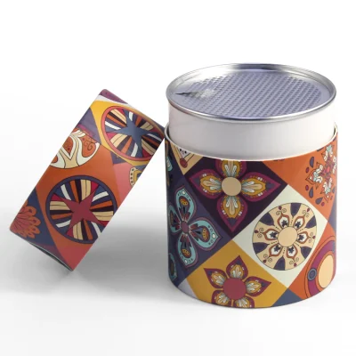 Firstsail Round Cardboard Coffee Powder Tea Paper Can Food Tube Canister Packaging with Aluminum Easy Open Tin Lid