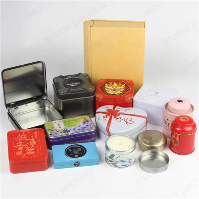 Customized Logo &amp; Size Chinese Style Square Red Tin Box Chinese Tea