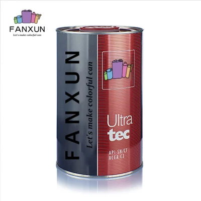 Round Engine Oil Can Packaging Modern High Quality Empty Metal Tin Can 1L Lubricants Oil Can