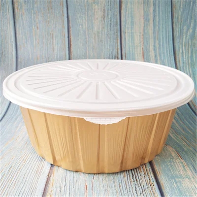 Round 2800ml Golden Seal Tin Foil Lunch Box High-End Takeaway Roast Fish Roast Duck Package Tin Foil Box