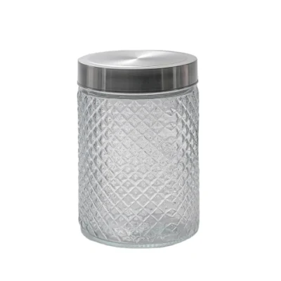 1000 Ml Transparent Thread High Quality and Low Price Glass Food Glass Storage Jar with Colorful Tin Lid