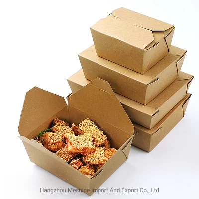 Custom Printed Take Away Lunch Box Container/ Salad Soup Bowl / Kraft Paper Food Packaging Boxes