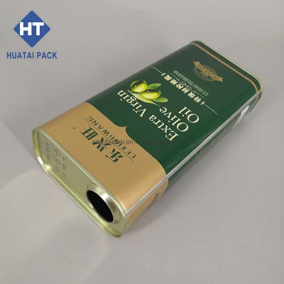 Customize Logo Square 3L Olive Oil Tin Can with Plastic Spout Cap