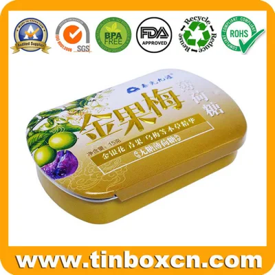 Metal Tin Packaging Box Sliding Candy Gum Mint Tins with Plastic Inserts