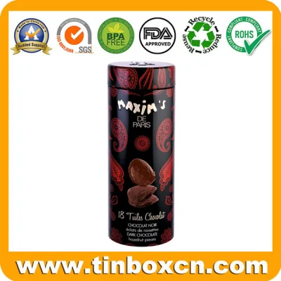 250g Cylindrical Tall Large Metal Mixed Nuts Tin with Embossing