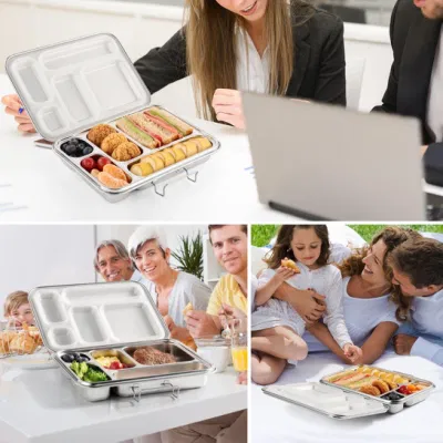  Oumego Food Grade Food Storage Container Kids Adult Leakproof Salad Lunch 2 5 Compart Stainless Steel Metal Tin Bento Box Wholesalee Lightweight Bento Box Kids