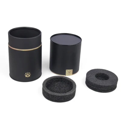 Firstsail Eco Friendly Round Cardboard Whisky Paper Tube Packaging Wine Bottle Package Box with Tin Plug