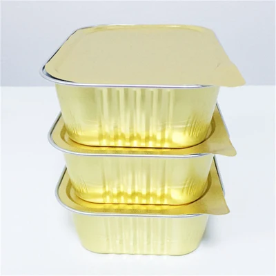 Round 500ml Aluminum Foil Takeaway Packaging Box High-End Golden Thickened Sealable Fast Food Tin Box with Lid