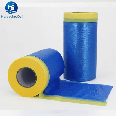Factory Supplies 450mm Plastic Transparent Masking Film Pre Taped Masking Roll Film for Use in Painting