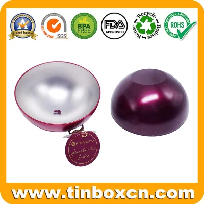 Decorative Ball Shape Christmas Tin Box with String for Chocolate Candy