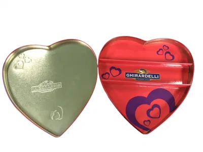 High Quality Heart Shape Metal Tin Chocolate Cookie Tin Candy Christmas Tin Can Gift Packaging Tin Box