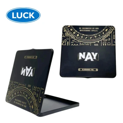 Custom Printed Tinplate Thin Packaging Containers Flat Metal Case Square Chocolate Blocks Tin Box with Hinged