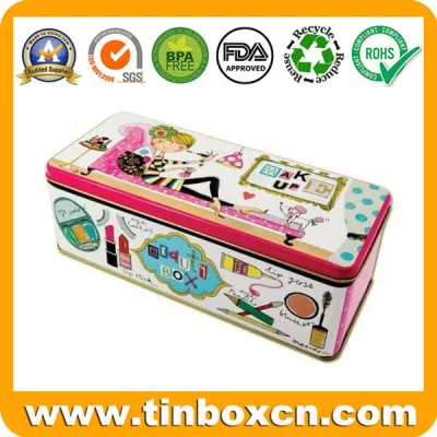 Empty Rectangle Cosmetic Box Metal Tin Container for Lip Balm Packaging