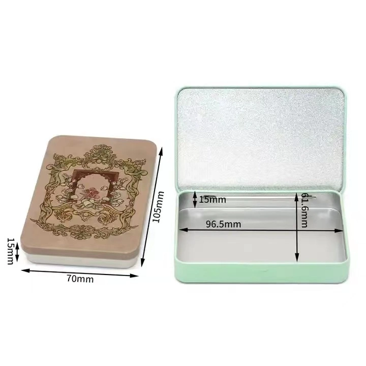 Custom Tin Square Rectangular Cosmetic Candy Embossed Metal Hinged Tin Box