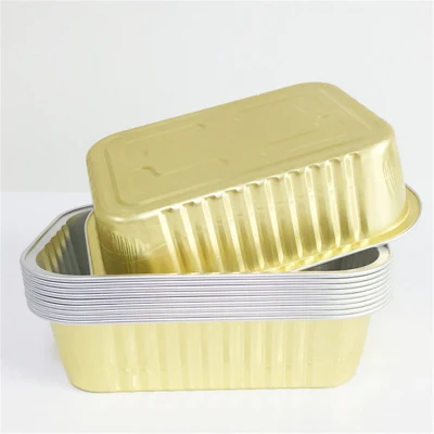 Alrededor de 500 ml de una lámina de aluminio caja de embalaje de comida para llevar de oro de gama alta de comida rápida sellable engrosada tin box con tapa