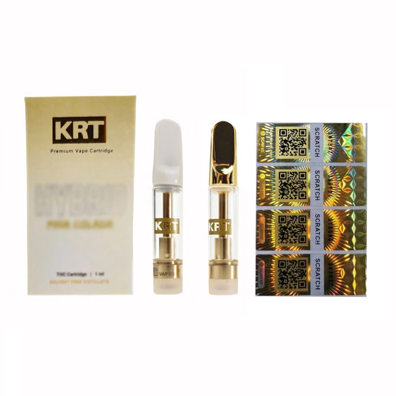 Krt Carts Vape Cartridges Atomizers Newest Packaging 0.8ml 1.0ml White Glass Tank Ceramic Coil Empty Vape Pen