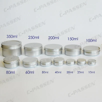 Silkscreen Printing Plain Silver Color Aluminum Jar Tin Packaging
