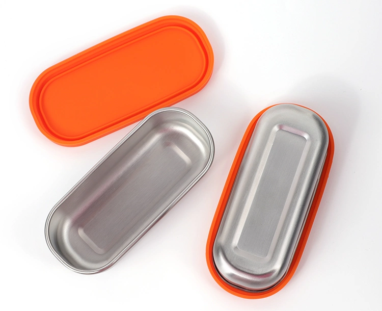 140ml Non-Disposable Sauce Packaging Box Seasoning Cup Stainless Steel Tin/Tiffin Sauce Box with Silicone Lid