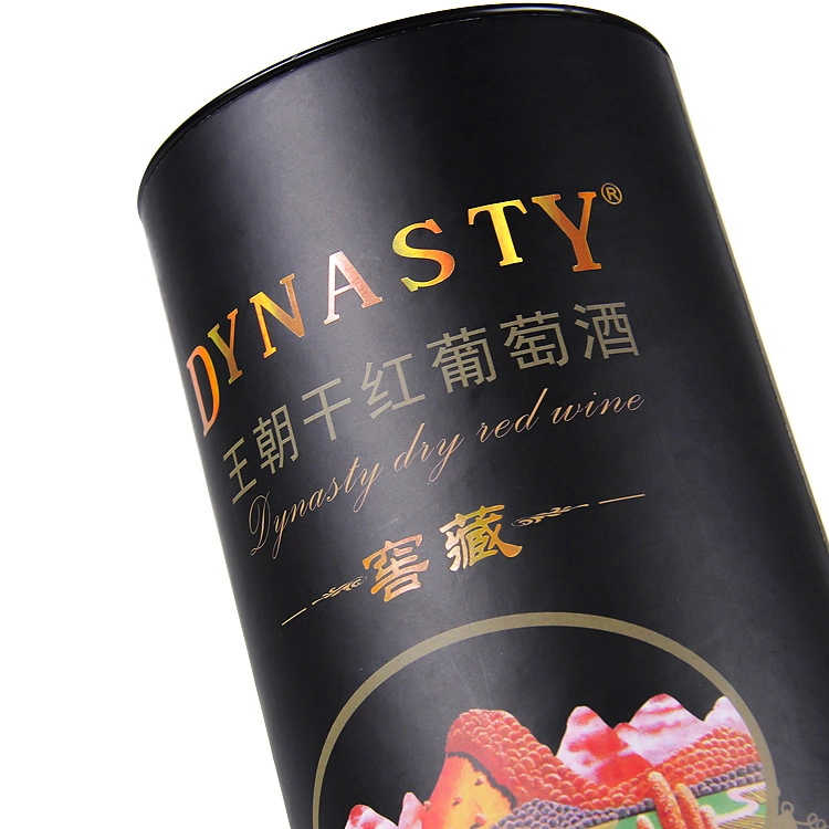 Firstsail Factory Price Paper Cylinder Box Cardboard Wine Bottle Tube Packaging with Metal Lid