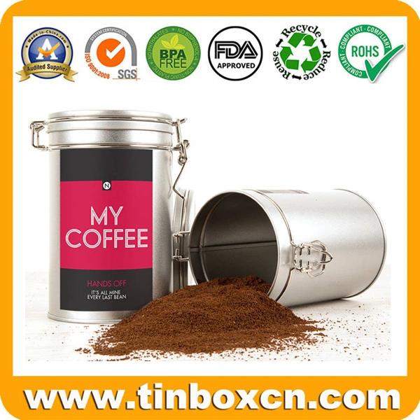 Empty Round Food Packaging Box Metal Coffee Tin Container