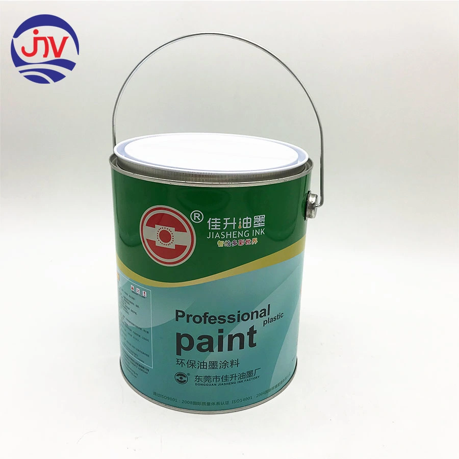 Round Metal Tin Can with Pry Cover and Plastic Handle