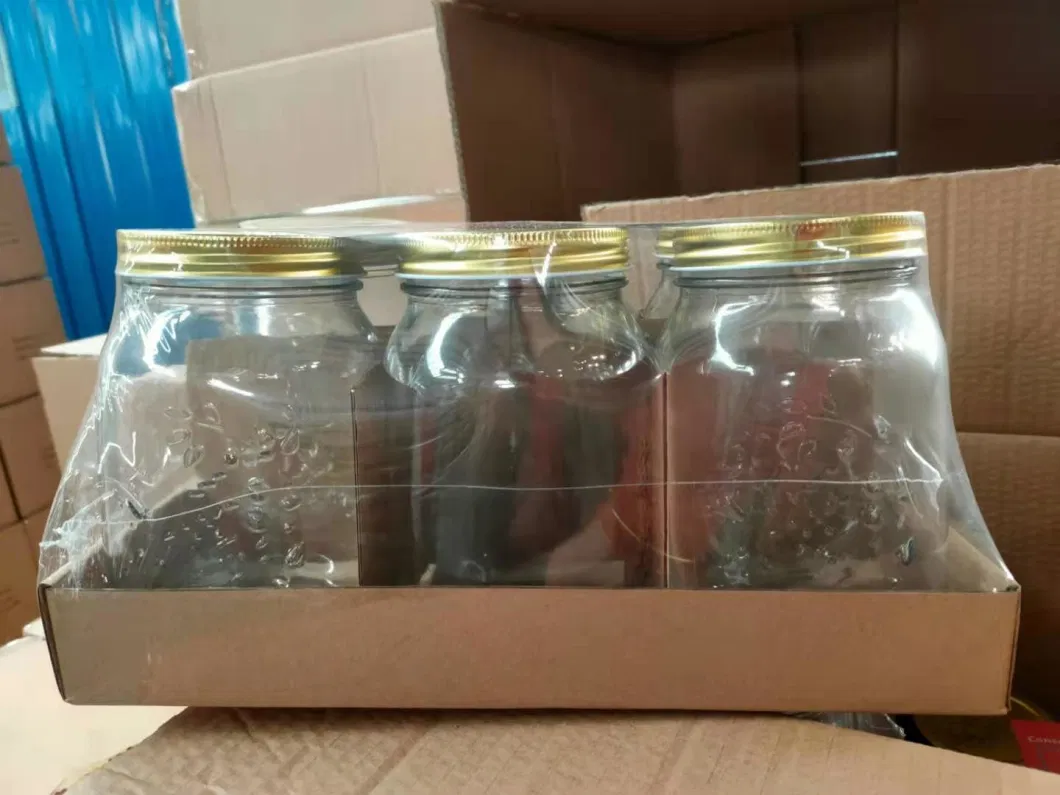 Vertical Stripes Design Glass Packaging Jars with Tinplate Lids