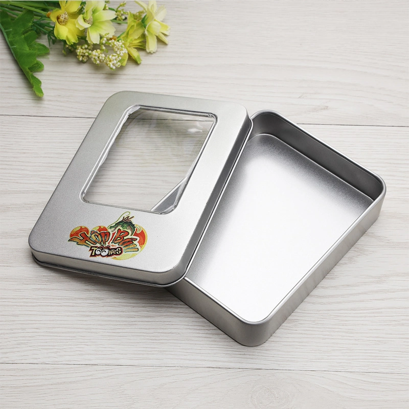 Metal Tin Box Mini Portable Small Storage Container Silver Can with Display Rectangle Box