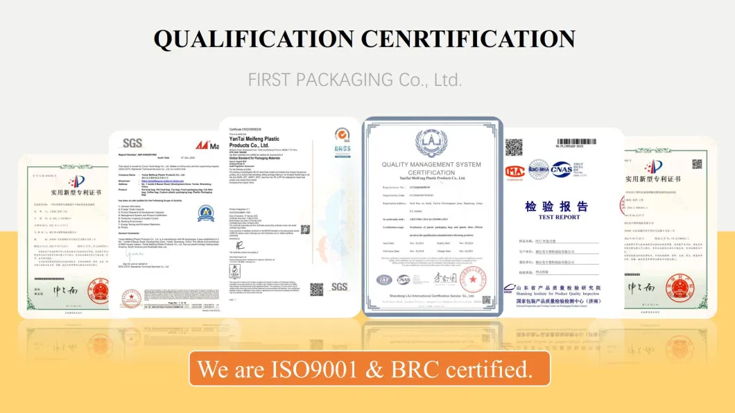 Brc Certificate High Barrier Custom Printed Logo Plastic Packaging Smell Proof Childproof Aluminium Foil Resealable Ziplock Zip Stand up Pouch Bag