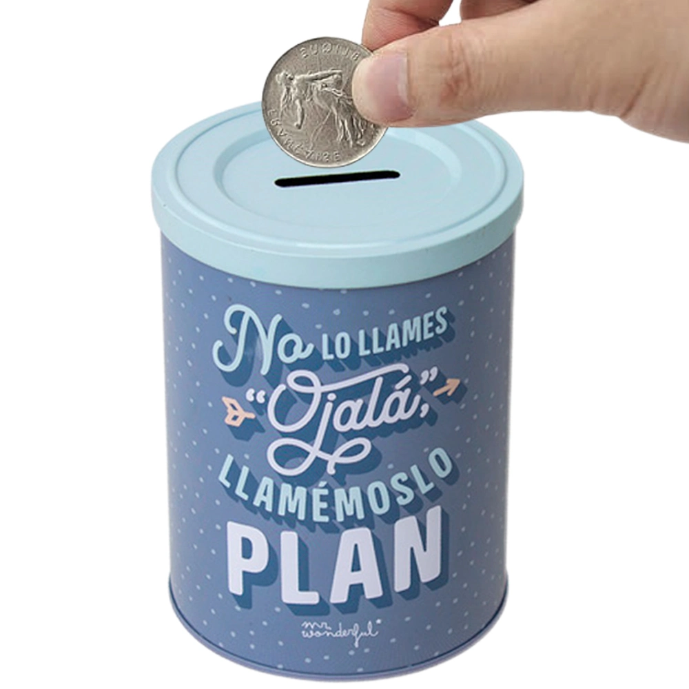OEM ODM Wholesale Small Can Tinplate Piggy Bank Cylindrical Shape Metal Coin Storage Container Openable Tin Money Box