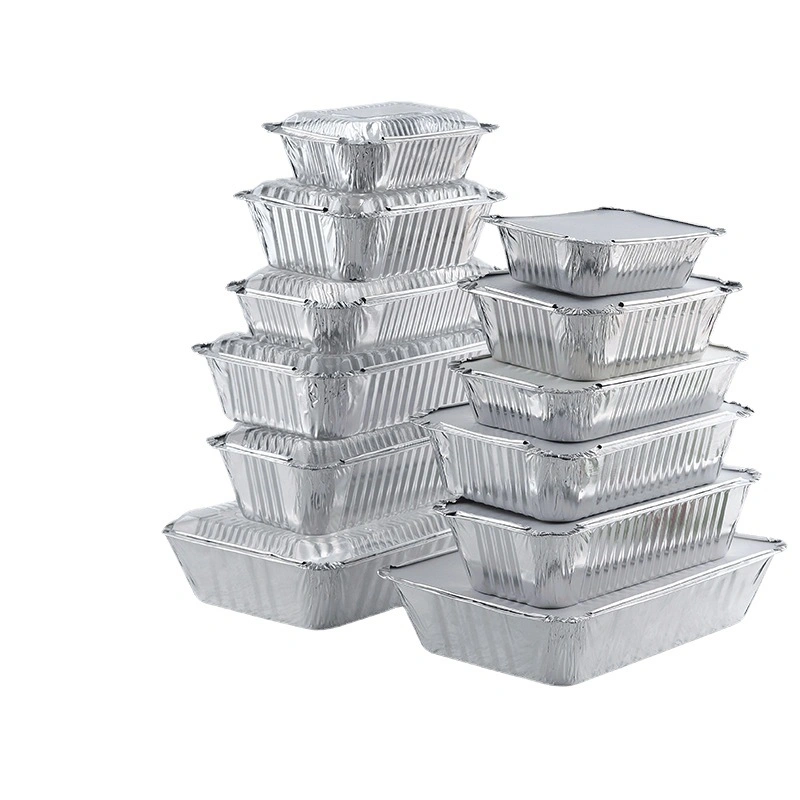 100PCS 450ml 150X120X48mm Aluminium Foil Container Aluminum Tray for Food Tin Foil Tray