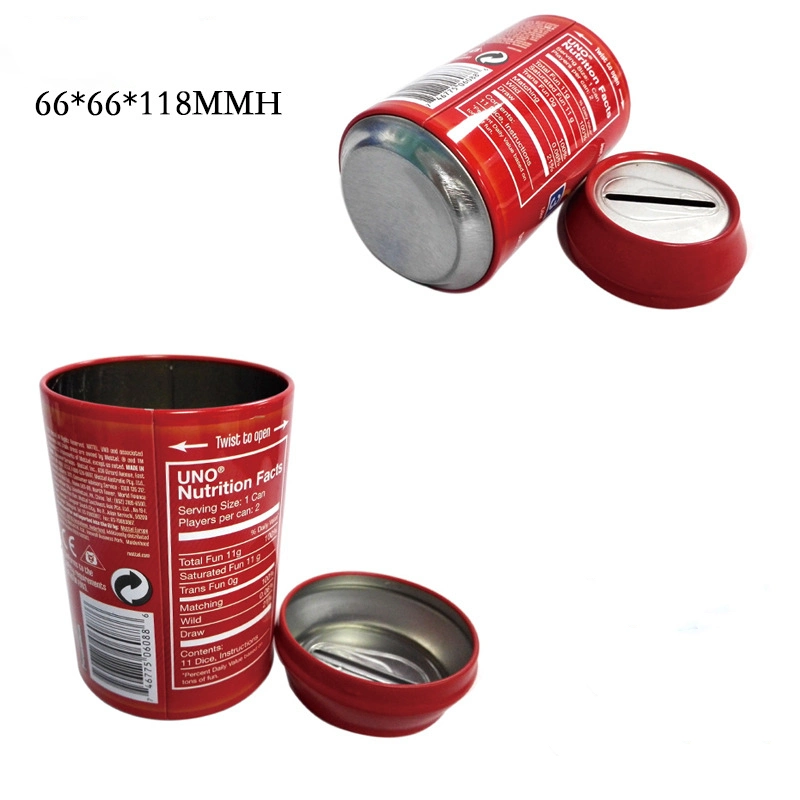 Custom Round Cola Shaped Tin Can for Dice Earphone T-Shirt Candy Packaging