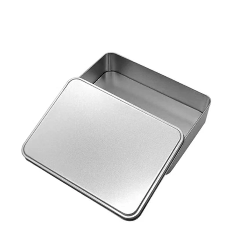 Rectangular Metal Empty Hinged Tins Containers Basic Necessities Home Storage Organizer