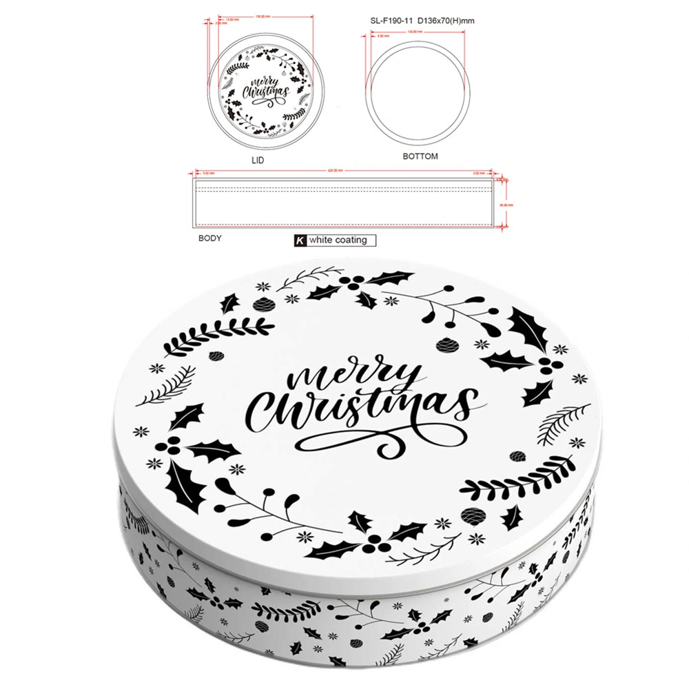 Factory Custom Tinplate Storage Container Large Round Metal Box Empty Tin Can for Cake Cookie